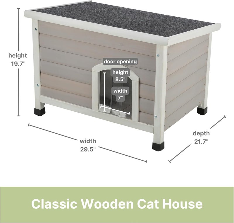 Trixie بيت قطط خارجي من TRIXIE مقاوم للعوامل الجوية مع أرجل قابلة للتعديل أرضية مرتفعة 2 فتحات مغطاة ملجأ خارجي للقطط والحيوانات الصغيرة خشب التنوب الرمادي - Image 2