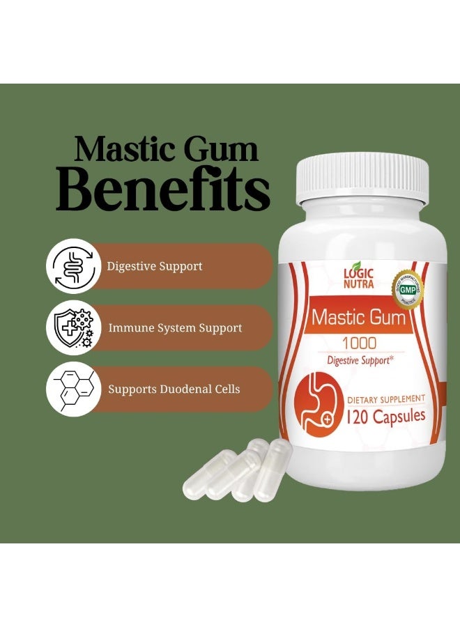 Logic Nutra صمغ الماستيك 1000 ملغ، مكمل غذائي لدعم صحة الجهاز الهضمي - 120 كبسولة نباتية - Image 4