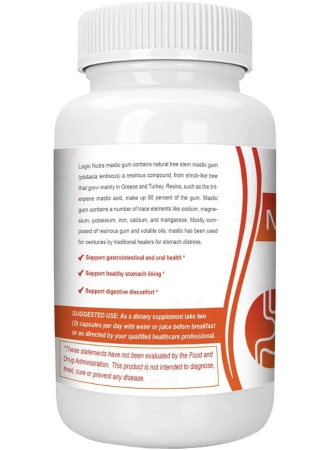 Logic Nutra صمغ الماستيك 1000 ملغ، مكمل غذائي لدعم صحة الجهاز الهضمي - 120 كبسولة نباتية - Image 3