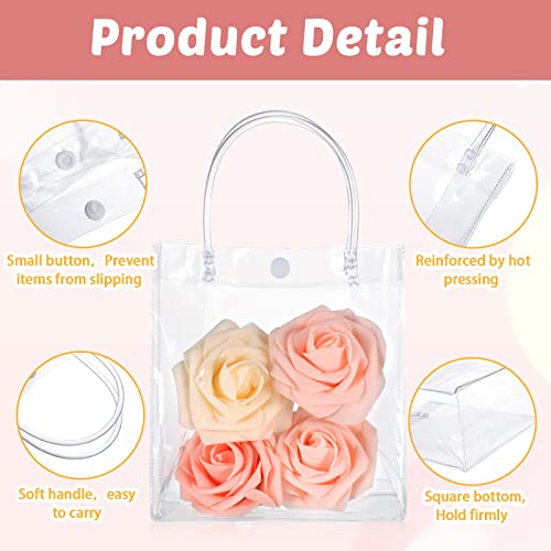 LEIFIDE 50pcs Clear Plastic Gift Bags with Handles PVC Reusable Transparent Totes Bags for Goodie Candy School Birthday Party(5.9 x 6.3 x 2.8 Inch) - Image 3