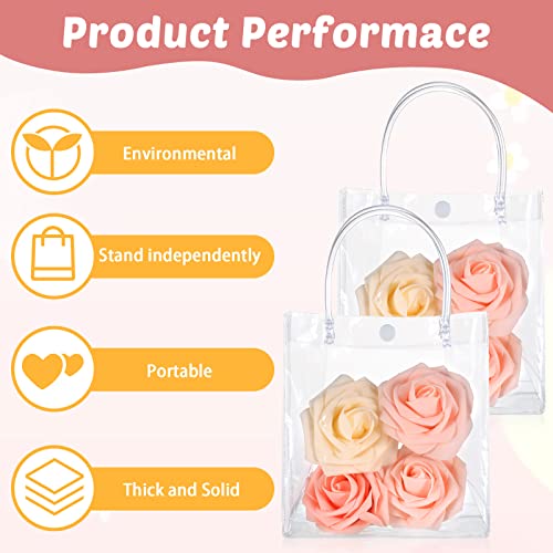 LEIFIDE 50pcs Clear Plastic Gift Bags with Handles PVC Reusable Transparent Totes Bags for Goodie Candy School Birthday Party(5.9 x 6.3 x 2.8 Inch) - Image 4