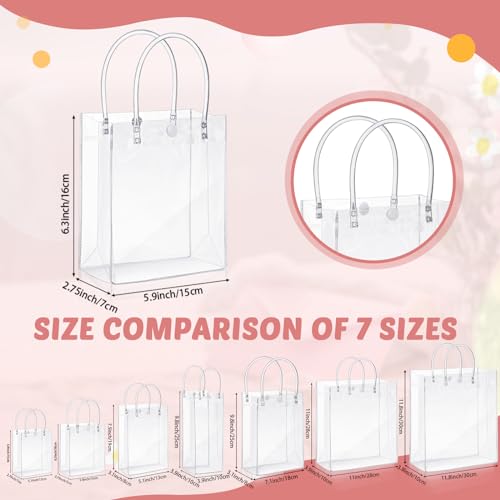 LEIFIDE 50pcs Clear Plastic Gift Bags with Handles PVC Reusable Transparent Totes Bags for Goodie Candy School Birthday Party(5.9 x 6.3 x 2.8 Inch) - Image 2