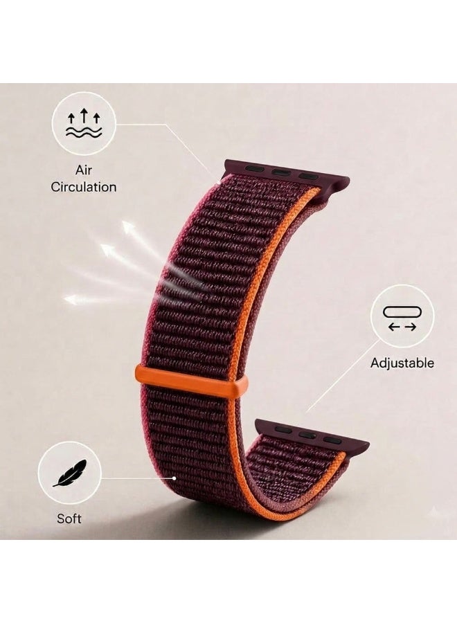 MARGOUN Breathable Nylon Sport Loop Band Compatible with Apple Watch 44mm 45mm 46mm 49mm for Women Men, iWatch Wrist Straps for Ultra 3 2, Se, Series 11 10 9 8 7 - Rose Wood - Image 3
