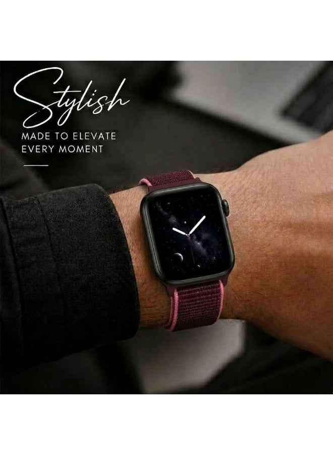 MARGOUN Breathable Nylon Sport Loop Band Compatible with Apple Watch 44mm 45mm 46mm 49mm for Women Men, iWatch Wrist Straps for Ultra 3 2, Se, Series 11 10 9 8 7 - Rose Wood - Image 5