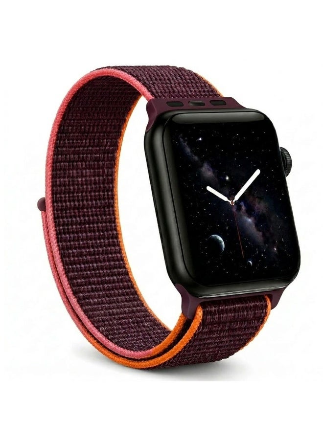 MARGOUN Breathable Nylon Sport Loop Band Compatible with Apple Watch 44mm 45mm 46mm 49mm for Women Men, iWatch Wrist Straps for Ultra 3 2, Se, Series 11 10 9 8 7 - Rose Wood - Image 1