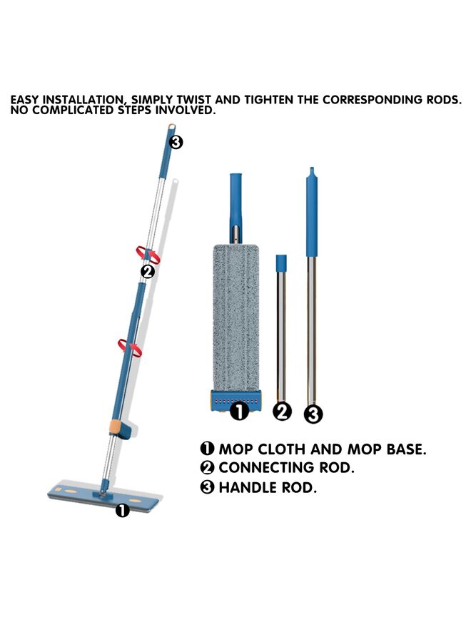 Hands-Free Cleaning System Featuring a 360° Spinning Microfiber Mop, Collapsible Bucket with Built-in Dewatering Squeegee, and 2 Washable Pads for Comprehensive Wet and Dry Floor Window Care - Image 4