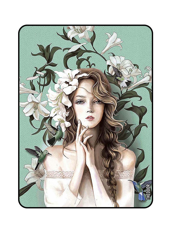 Theodor Protective Flip Case Cover For Samsung Galaxy A7 Lite 2021 8.7 Inches with Auto Wake/Sleep Beautiful Girl & Tuilips - Image 1