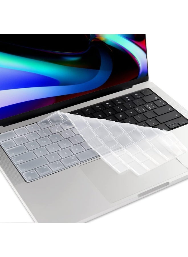 مافانز غطاء لوحة مفاتيح سيليكون شفاف بتصميم أمريكي لجهاز MacBook Air 13.6" و15" M2/M3 A2681/A3113، M2/M3 A2941/A3114، 2023-2021 MacBook Pro 14" و16" A2918/A2992/A2442/A2779/A2991/A2485/A2780، شفاف - Image 4