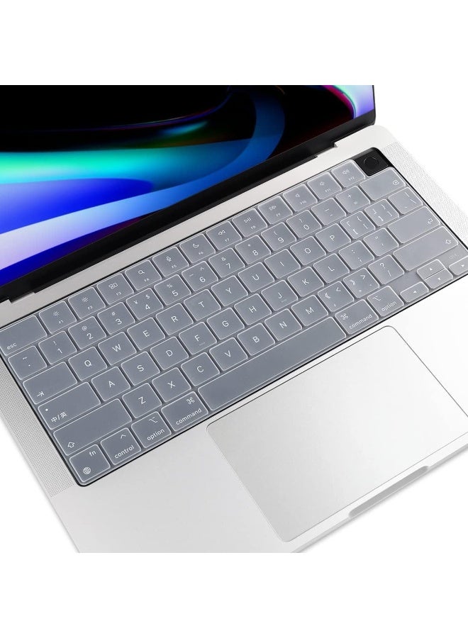 مافانز غطاء لوحة مفاتيح سيليكون شفاف بتصميم أمريكي لجهاز MacBook Air 13.6" و15" M2/M3 A2681/A3113، M2/M3 A2941/A3114، 2023-2021 MacBook Pro 14" و16" A2918/A2992/A2442/A2779/A2991/A2485/A2780، شفاف - Image 3