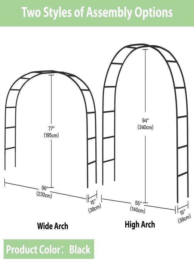RUBFAC Metal Garden Arch, Wedding & Event Decoration, Garden Trellis for Climbing Plants, Assemble Freely 2 Sizes for Various Climbing Plant Roses Vines Bridal Party Decoration, Army Green, 1 Pack - Image 2