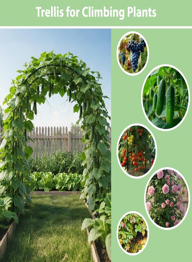 RUBFAC Metal Garden Arch, Wedding & Event Decoration, Garden Trellis for Climbing Plants, Assemble Freely 2 Sizes for Various Climbing Plant Roses Vines Bridal Party Decoration, Army Green, 1 Pack - Image 4