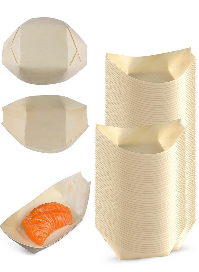 Business King 300 PCS Disposable Wood Boat Plates 6.7'', Charcuterie Bamboo Boats for Appetizers, Sushi, Food Serving Tray Container Wood Bowl for Catering and Home Use - Image 1