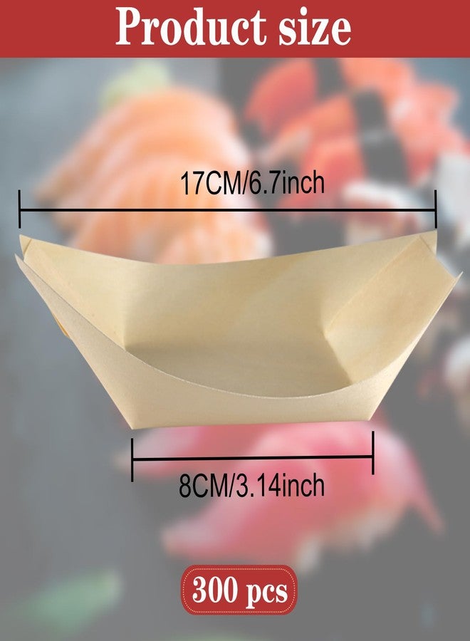 Business King 300 PCS Disposable Wood Boat Plates 6.7'', Charcuterie Bamboo Boats for Appetizers, Sushi, Food Serving Tray Container Wood Bowl for Catering and Home Use - Image 2