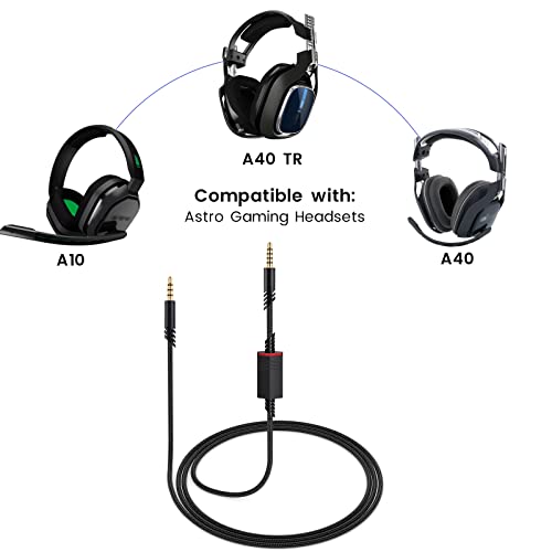 weishan A40 Cord Replacement for Astro A10 A40 TR Gaming Headsets, 3.5mm(1/8") Braided Detachable Audio Cable with Inline Mic Mute Switch, 6ft Long - Image 2