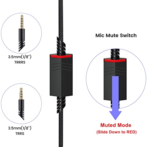 weishan A40 Cord Replacement for Astro A10 A40 TR Gaming Headsets, 3.5mm(1/8") Braided Detachable Audio Cable with Inline Mic Mute Switch, 6ft Long - Image 4