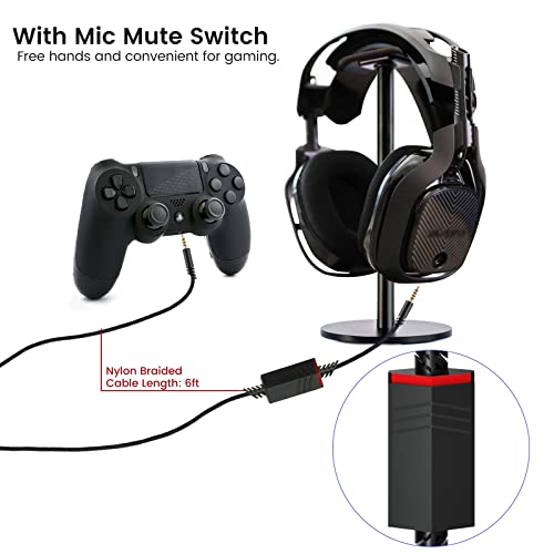 weishan A40 Cord Replacement for Astro A10 A40 TR Gaming Headsets, 3.5mm(1/8") Braided Detachable Audio Cable with Inline Mic Mute Switch, 6ft Long - Image 3