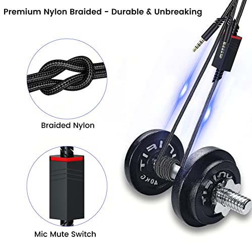 weishan A40 Cord Replacement for Astro A10 A40 TR Gaming Headsets, 3.5mm(1/8") Braided Detachable Audio Cable with Inline Mic Mute Switch, 6ft Long - Image 5