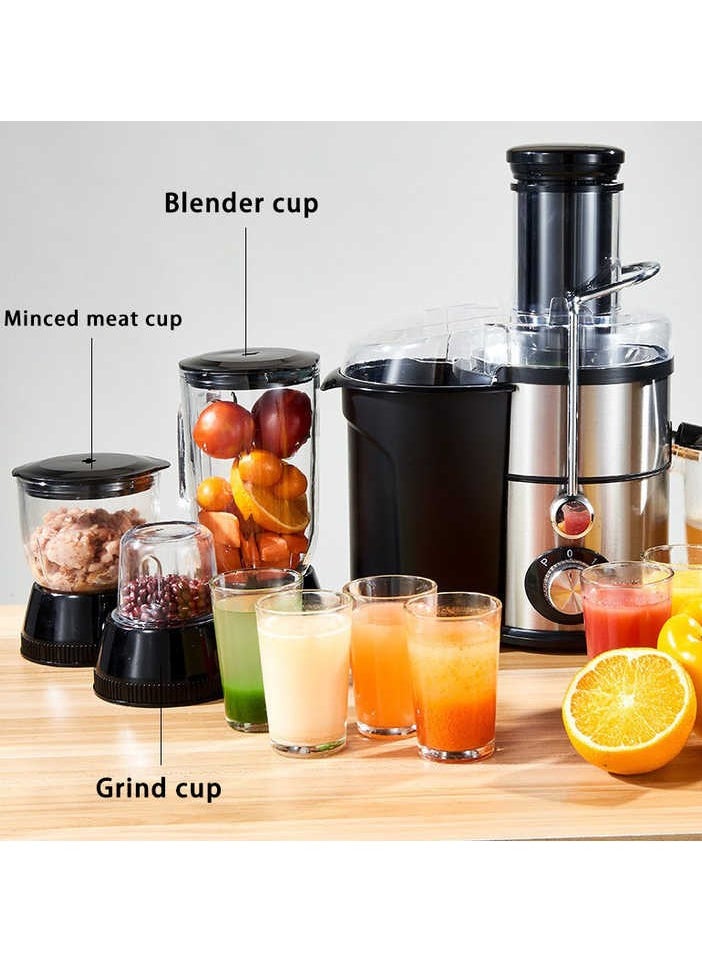 4 in 1 Slow Juicer Extractor Machine Powerful Motor, Multi-Function Juicer, Blender, Citrus Press & Food Processor, High-Efficiency Cold Press Juicer for Fruits and Vegetables