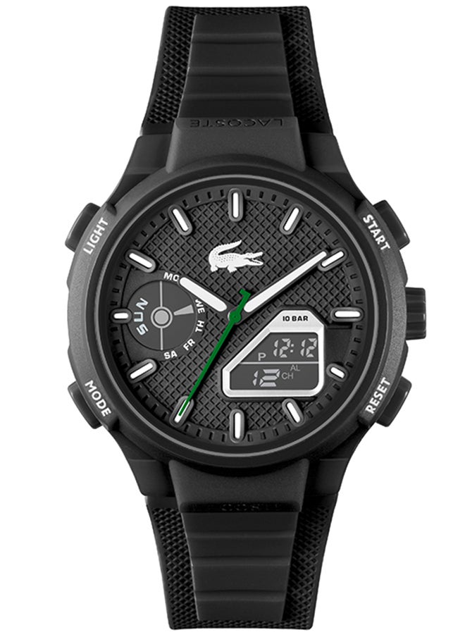 LACOSTE LC33 Analog and Digital Display Silicon Strap Wrist Watch - 45 mm - Black 