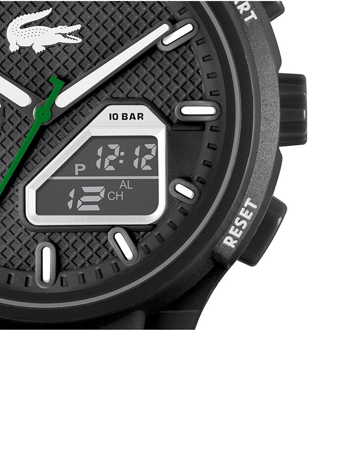 LACOSTE - LC33 Analog and Digital Display Silicon Strap Wrist Watch - 45 mm - Black - Image 1