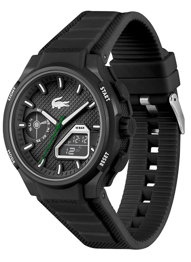 LACOSTE - LC33 Analog and Digital Display Silicon Strap Wrist Watch - 45 mm - Black - Image 1