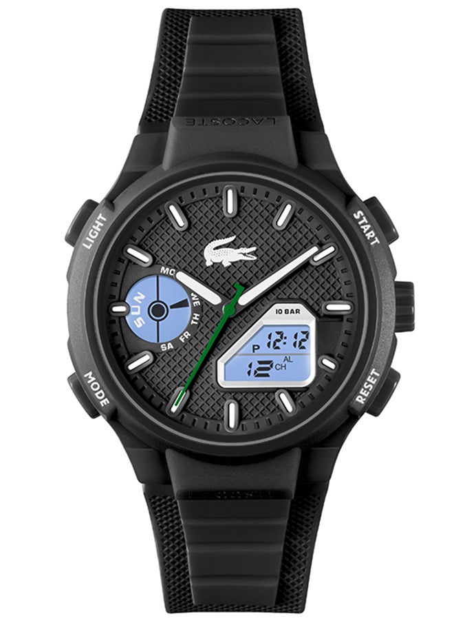 LACOSTE - LC33 Analog and Digital Display Silicon Strap Wrist Watch - 45 mm - Black - Image 1