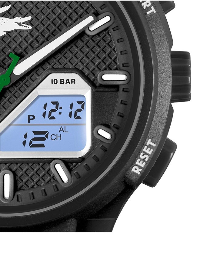 LACOSTE - LC33 Analog and Digital Display Silicon Strap Wrist Watch - 45 mm - Black - Image 1