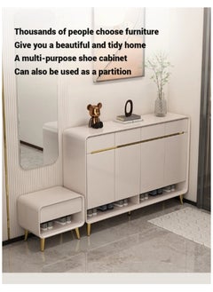 AWD Shoe Cabinet with Desk Seat Modern Solid Wood Cabinet High Capacity Storage Shoe Rack Luxury Shoes Cabinet with Seat Entryway, Entrance, Living, Bedroom Home Essential Furniture.  - Image 2