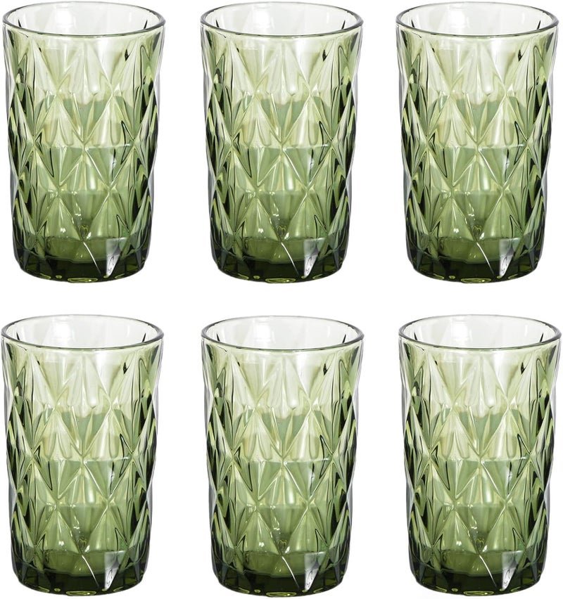 Mivana Premium Green Juice Glasses 350 ML Drinking Glasses, Highball Lead-Free Glasses, Tumblers for Water, Juice, Beer, Cocktail and Mixed Drinks - 6 Pieces, Transparent (, HP-73 Set of 6) - Image 1