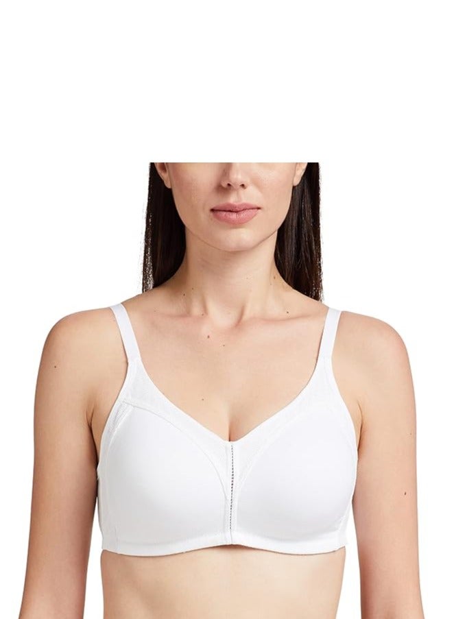 إينامور حمالة صدر قطنية إينامور AB75 بإطار متوسط مع تحكم كامل في الاهتزاز ودعم كامل - بدون بطانة، بدون أسلاك، وتغطية كاملة، باللون الأبيض - Image 1