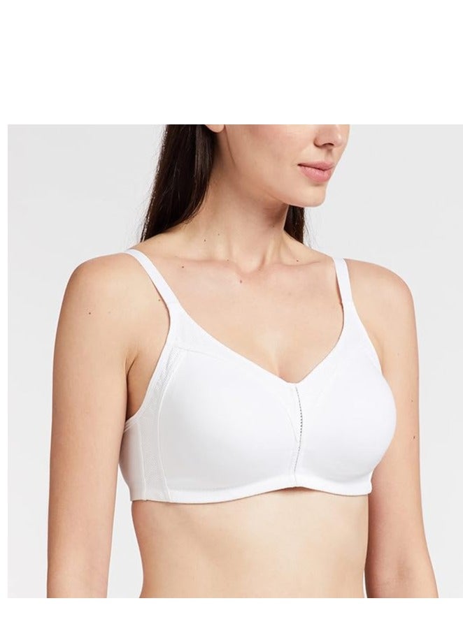 إينامور حمالة صدر قطنية إينامور AB75 بإطار متوسط مع تحكم كامل في الاهتزاز ودعم كامل - بدون بطانة، بدون أسلاك، وتغطية كاملة، باللون الأبيض - Image 3