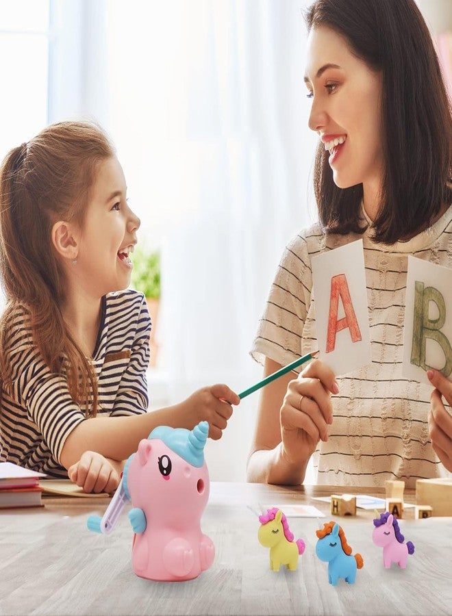 Funspark Pencil Sharpener, Cartoon Manual Adjustable Pencil Sharpener with Crank and Container for Children's Office School Classroom Stationery Gift for Kids (Unicorn Sharpener) - Image 2