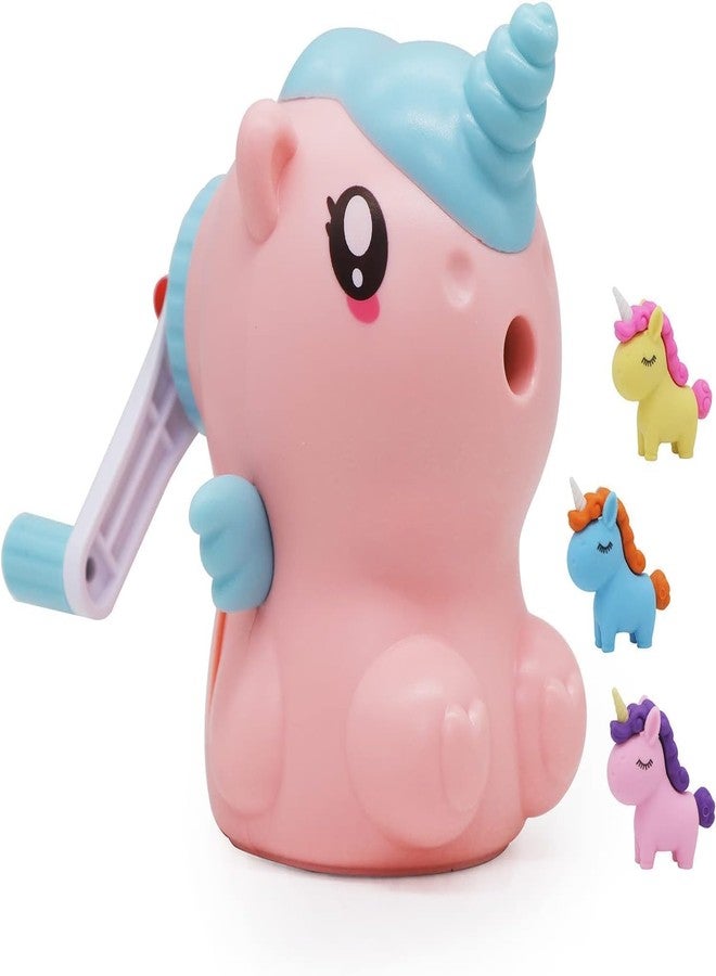 Funspark Pencil Sharpener, Cartoon Manual Adjustable Pencil Sharpener with Crank and Container for Children's Office School Classroom Stationery Gift for Kids (Unicorn Sharpener) - Image 1