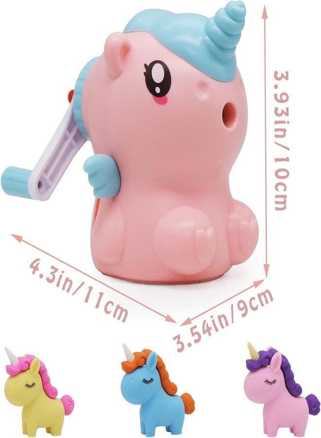 Funspark Pencil Sharpener, Cartoon Manual Adjustable Pencil Sharpener with Crank and Container for Children's Office School Classroom Stationery Gift for Kids (Unicorn Sharpener) - Image 3