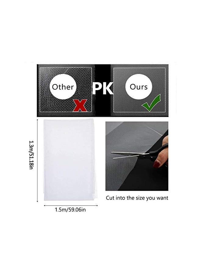 The Bros Fly Screen Nets for Window 3 Pack 1.3m x 1.5m Mosquito Insect Mesh Screen Protector Kit with Self Adhesive Tapes 3 Rolls Tape Transparent Cut Without Drilling White - Image 4
