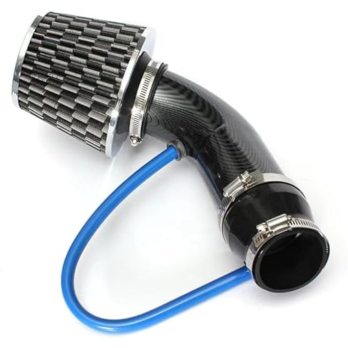 Krtopo Cold Air Intake Filter Kit - 3 Air Induction Kit 76mm Cone Filter Universal Performance with Aluminum Alloy Tube Intake Hose Pipe System for Automobile Engine - Black - Image 1