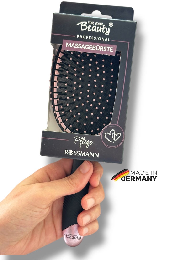 ROSSMANN German Brand, Professional Massage Brush for All Hair Types and Lengths, Soft Natural Rubber Pillow, Tourmaline Ionization, Antistatic, Ergonomic Handle for Comfortable Styling, Paddle Hair brush. - Image 3