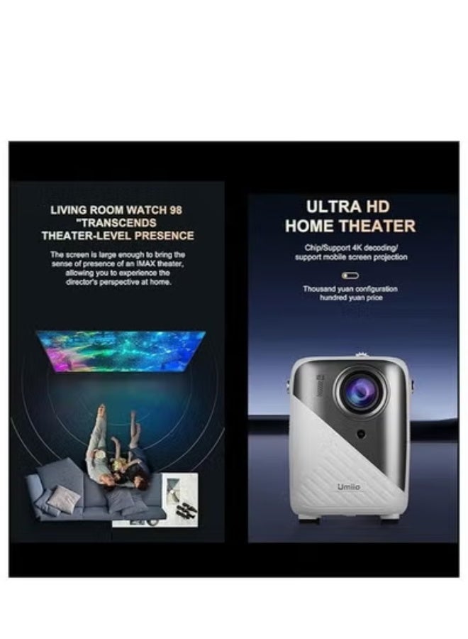 أوميو Q3 Pro Smart Projector – 4K Resolution Portable Home Theater with WiFi, Bluetooth, Keystone Correction & Dual Wireless Game Controllers | 50"–150" Screen Projection for Movies & Gaming - Image 5