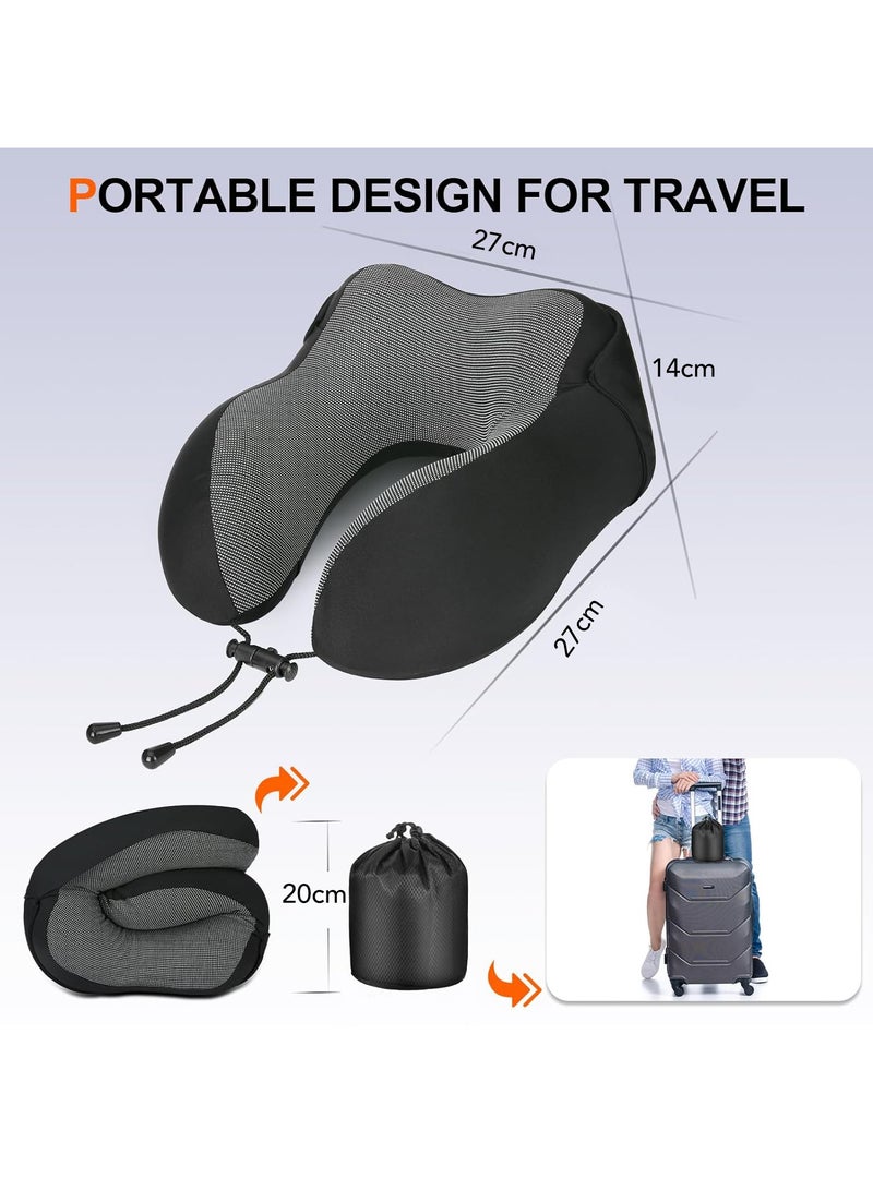 Portable Memory Foam Travel Pillow with Hood, Dark Flights Sleeping, Grey  - Image 3