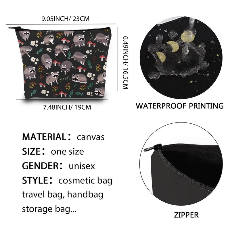 Xyanfa Raccoon Makeup Bag Raccoon Gift For Raccoon Lover Raccoon Themed Gift Trash Panda Gift Raccoon Stuff Raccoon Zipper Pouch (Raccoon Makeup Bag) - Image 3