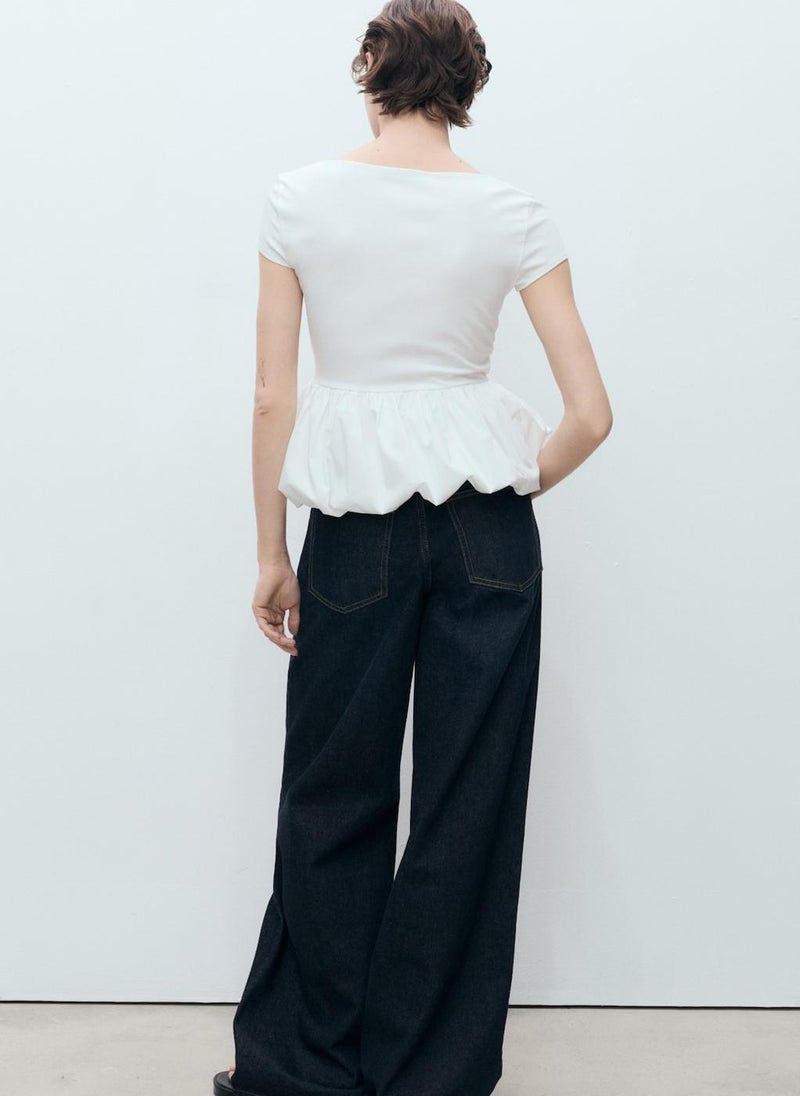 MANGO - Short Sleeve Ruffle Top - Image 1