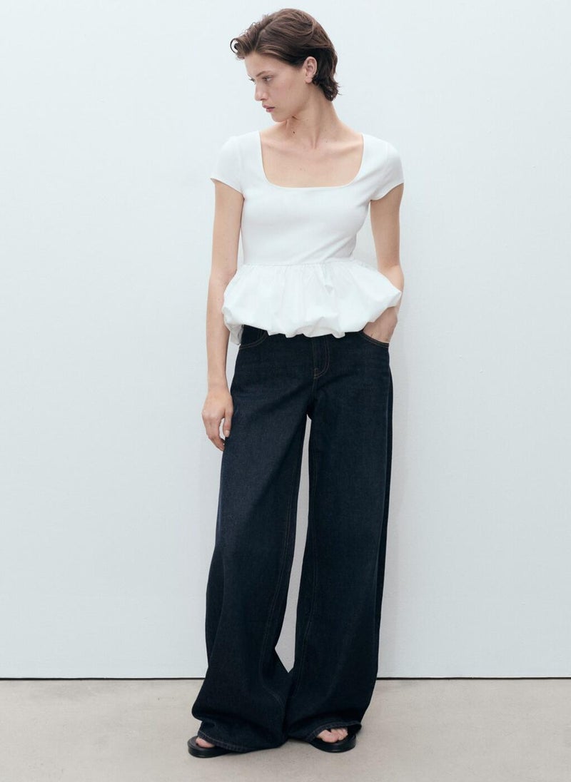MANGO - Short Sleeve Ruffle Top - Image 1