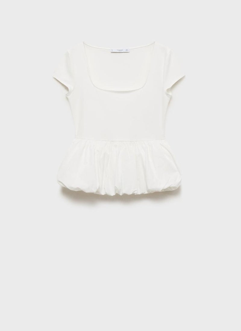 MANGO - Short Sleeve Ruffle Top - Image 1