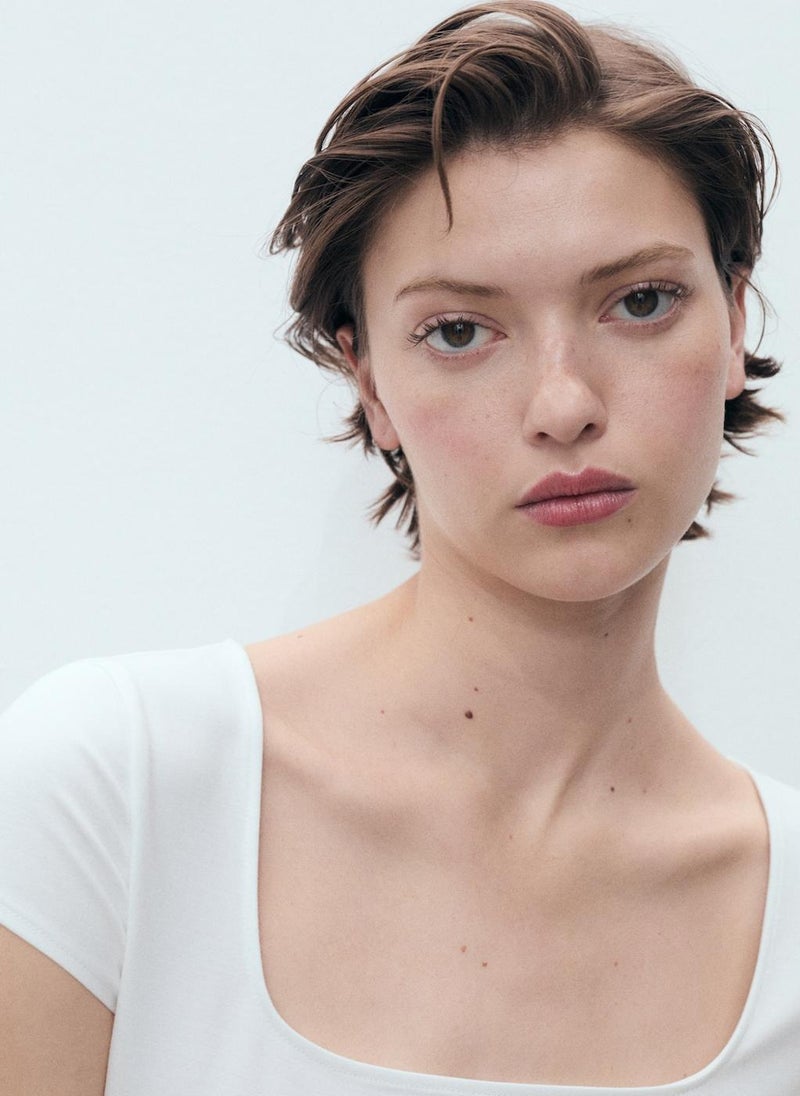 MANGO - Short Sleeve Ruffle Top - Image 1