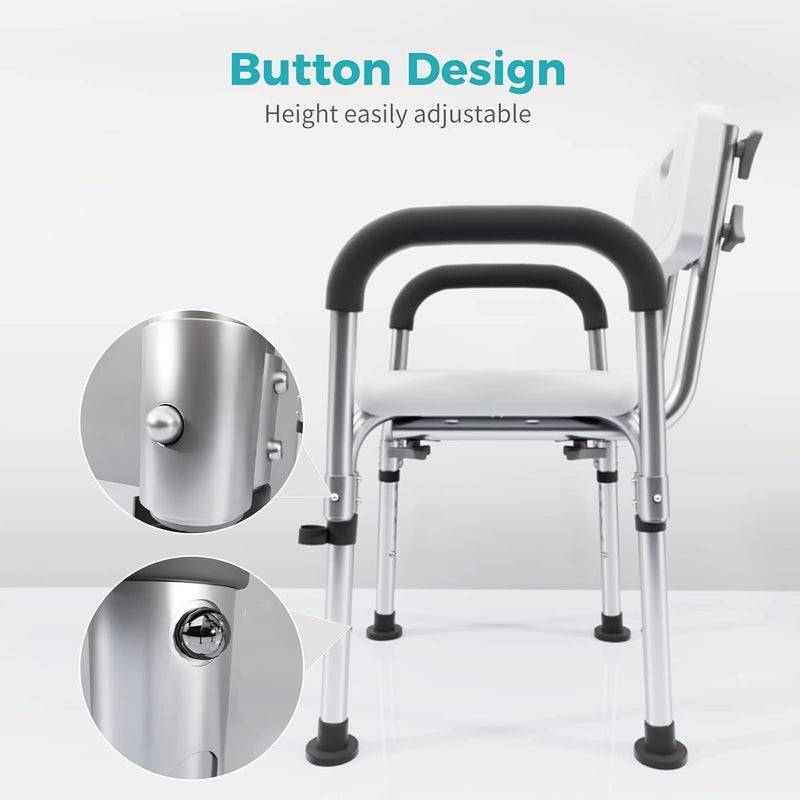 lefeke Shower Chair Bath Seat with Padded Armrests and Back,Tool Free Shower Seat,Height Adjustable Bariatric Bath Stool Safety Shower Bench for Seniors, Disabled and Pregnant,Supports up to 350 lbs - Image 4