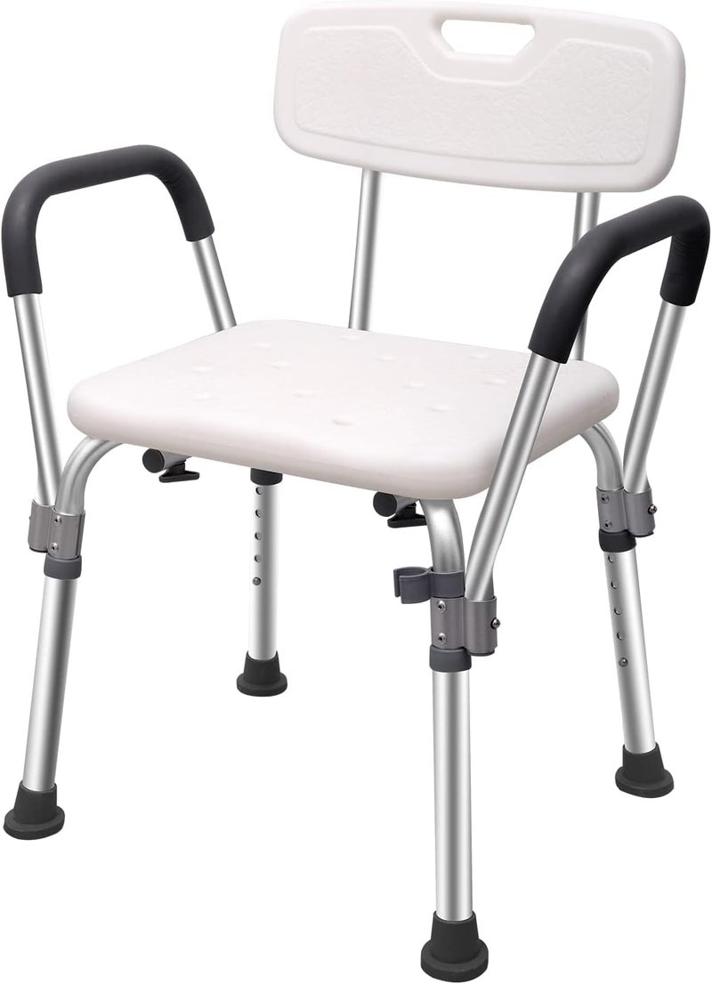 lefeke Shower Chair Bath Seat with Padded Armrests and Back,Tool Free Shower Seat,Height Adjustable Bariatric Bath Stool Safety Shower Bench for Seniors, Disabled and Pregnant,Supports up to 350 lbs - Image 1