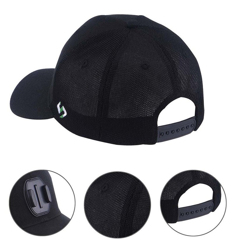 Smatree Baseball Hat Mount Mesh Cap Compatible for Gopro Hero 13/12/11/10/9/8/7/6/5/5 Session/4/3+/3/2/1/DJI OSMO Action 5 Pro/4/3, Wool Material Baseball Hat Mount Mesh Cap, Black - Image 5