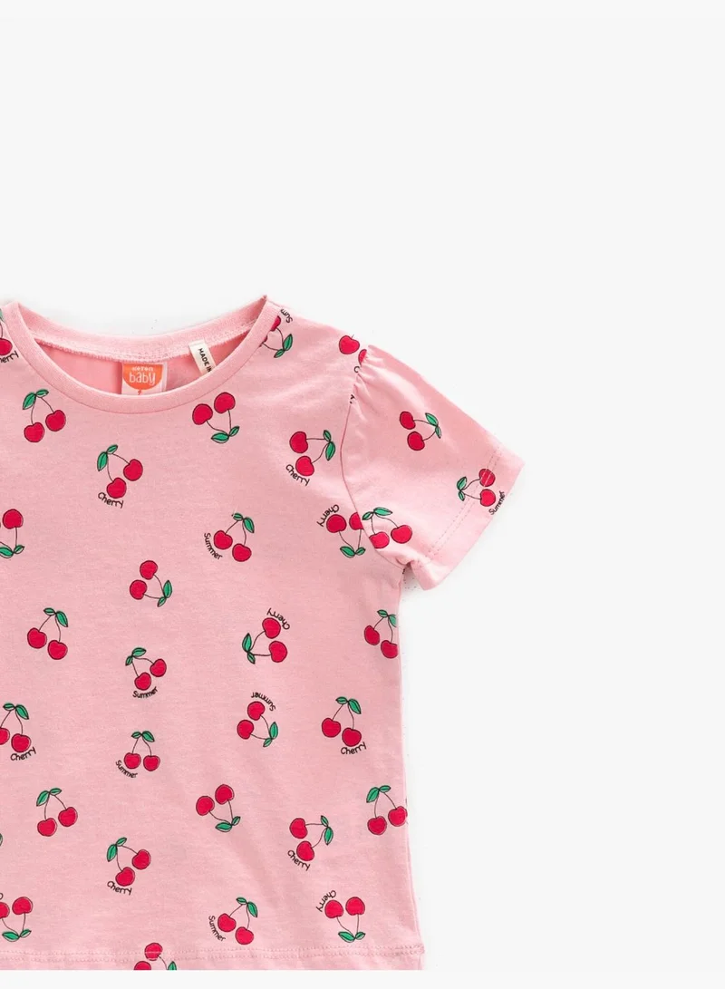 KOTON Printed T-Shirt Short Sleeve Crew Neck Cotton