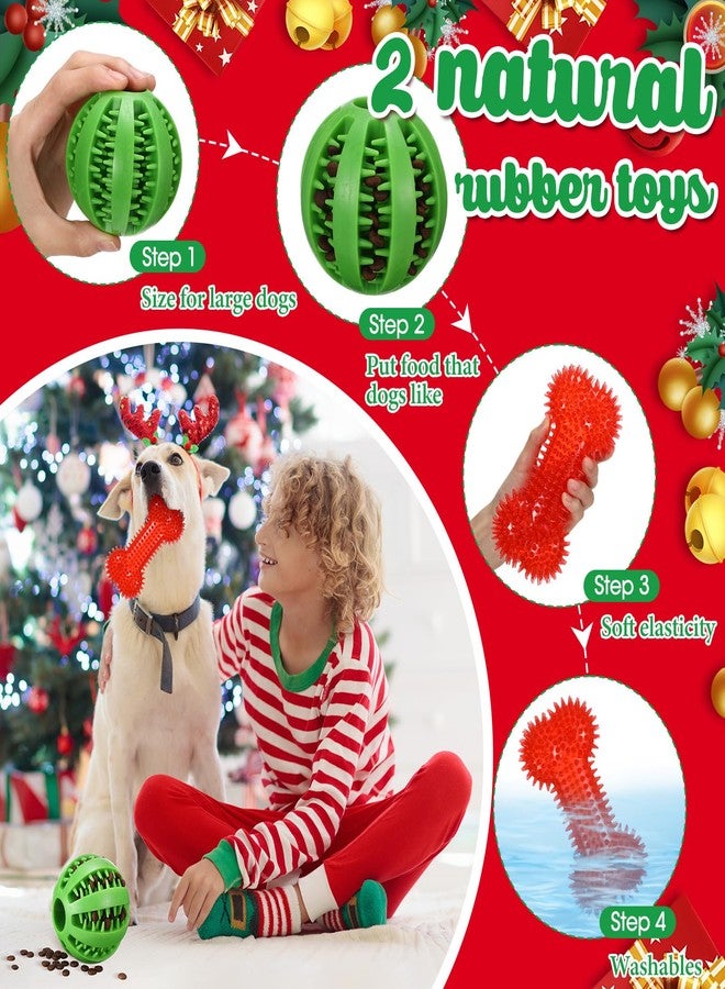 Vinsot 12 Pack Christmas Dog Gifts Large Dog Chew Toys for Aggressive Chewers Red Green White Teething Toys with Dental Rope Squeaky Balls and Chew Bone for Medium Large X-Large Breeds Dogs - Image 4