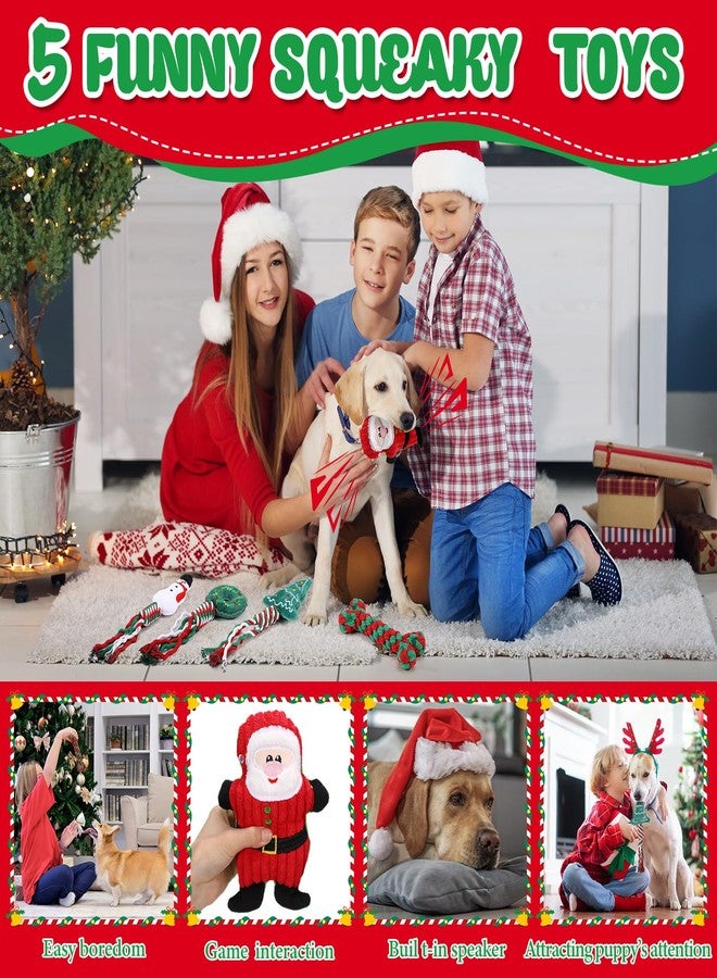 Vinsot 12 Pack Christmas Dog Gifts Large Dog Chew Toys for Aggressive Chewers Red Green White Teething Toys with Dental Rope Squeaky Balls and Chew Bone for Medium Large X-Large Breeds Dogs - Image 5